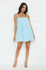 Affluence Pleated Mini Dress Blue