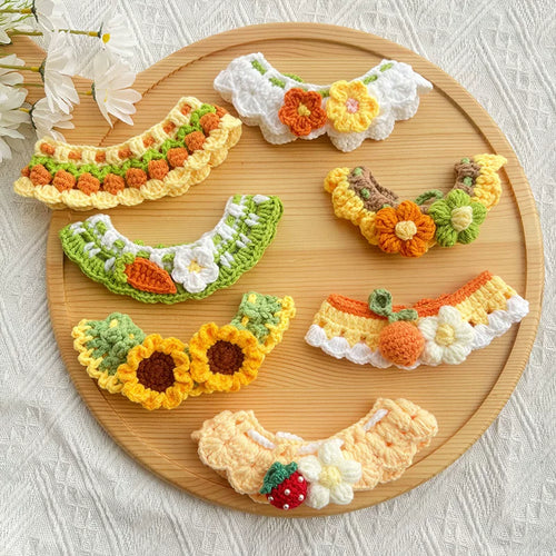 Yogusxz | Knitted Pet Scarf and Braided Collar with Decorative Flower for Cats and Dogs