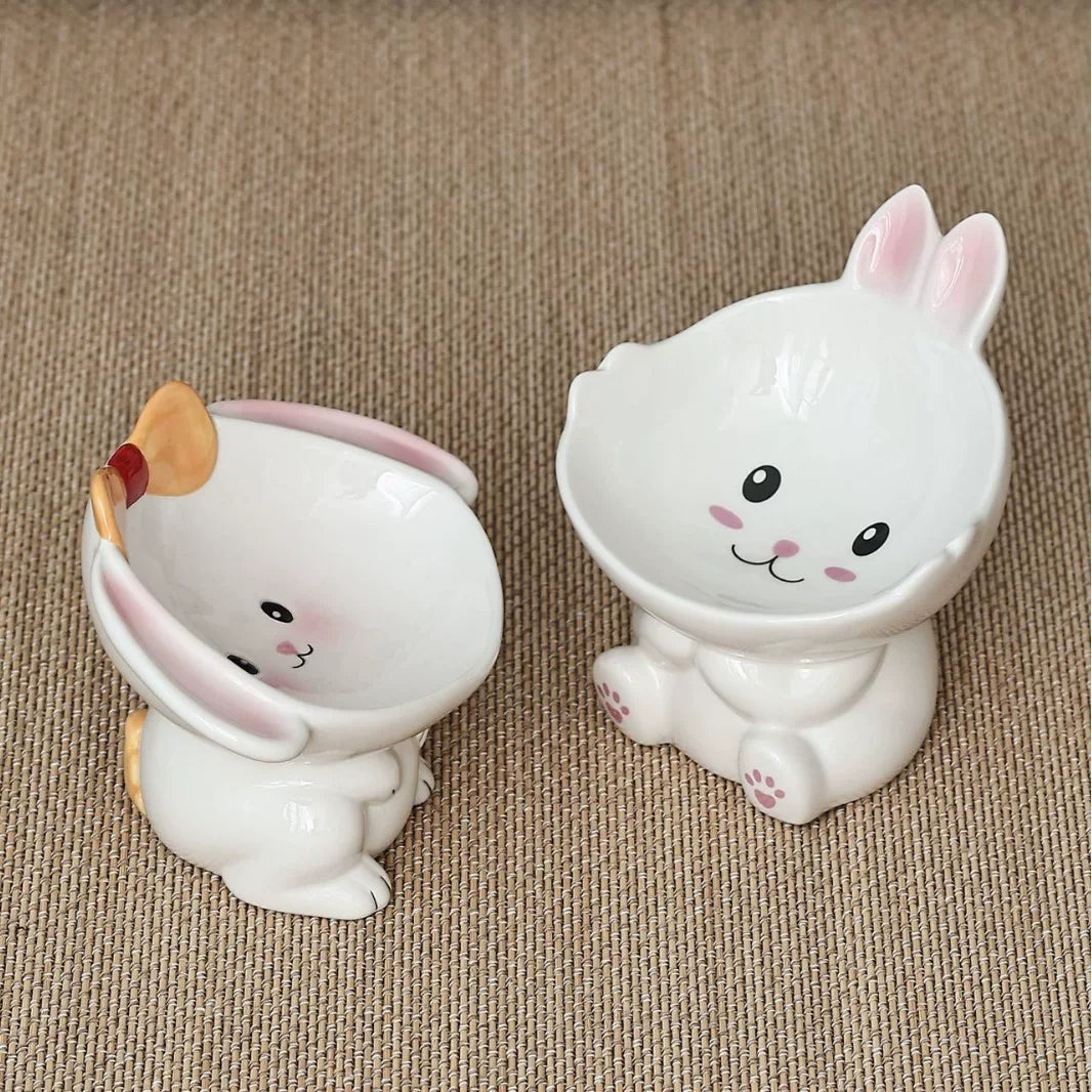 Yogusxz | Cartoon-Style Ceramic Pet Bowl with Angled Design for Cats and Dogs