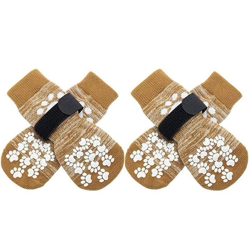 Yogusxz | 4-Pack Cotton Pet Socks for Indoor Use, Non-Slip Dog Paw Covers