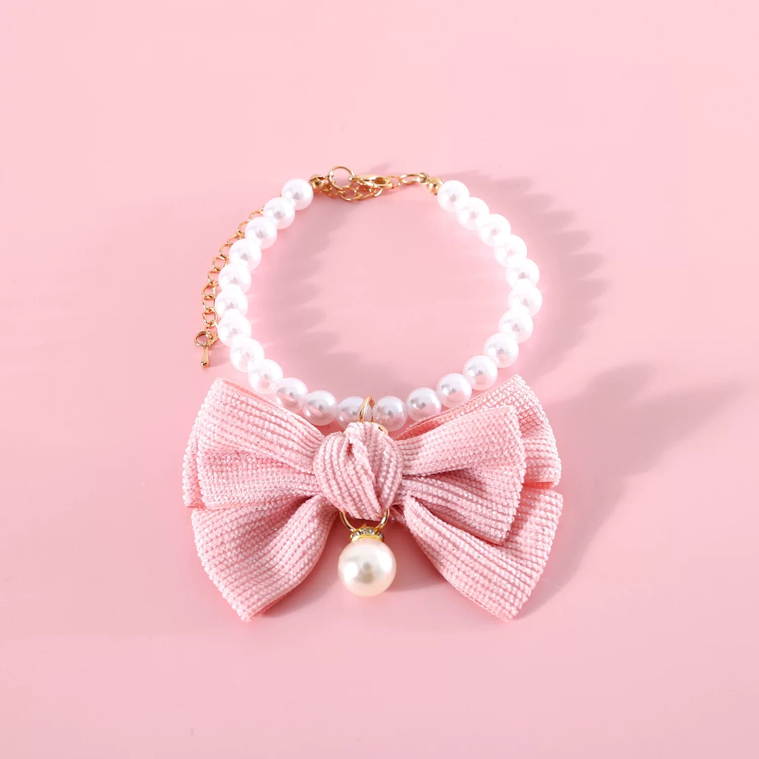 Yogusxz | Decorative Velvet Bow Tie Pet Collar with Pearl Detail