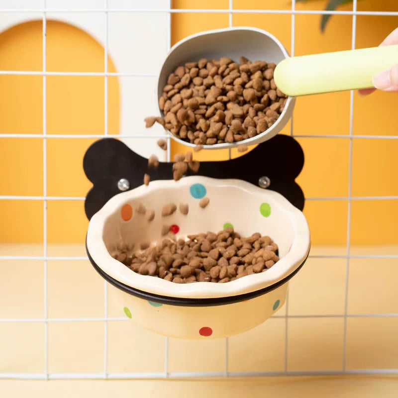 Yogusxz | Hanging Ceramic Pet Bowl with Tilted Design for Cats and Small Dogs