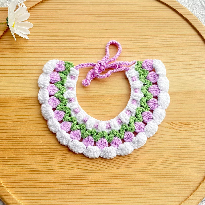Yogusxz | Knitted Pet Scarf and Braided Collar with Decorative Flower for Cats and Dogs