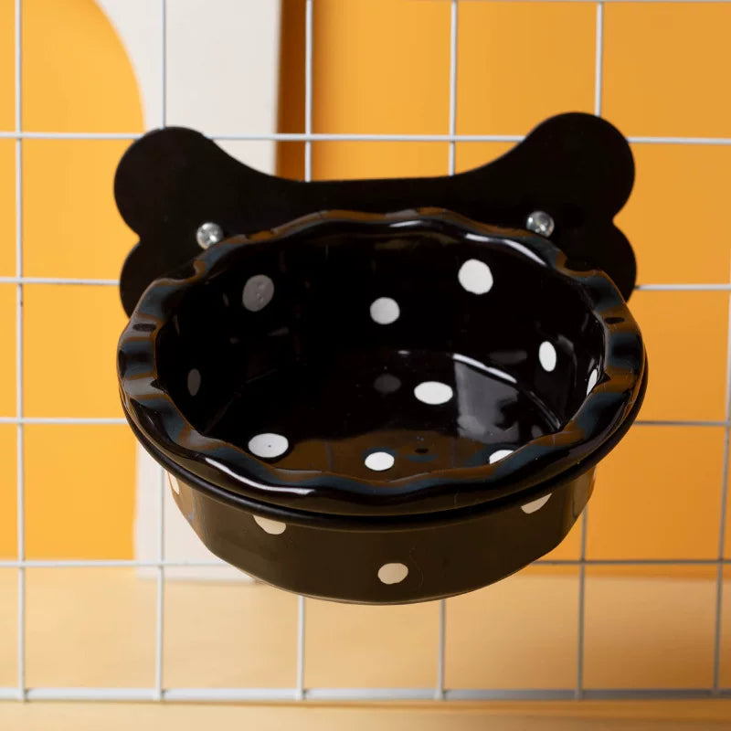 Yogusxz | Hanging Ceramic Pet Bowl with Tilted Design for Cats and Small Dogs