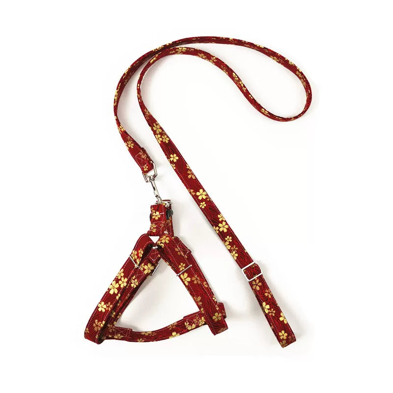Yogusxz | Floral Pattern Soft Harness Vest for Small Dogs with Adjustable Leash