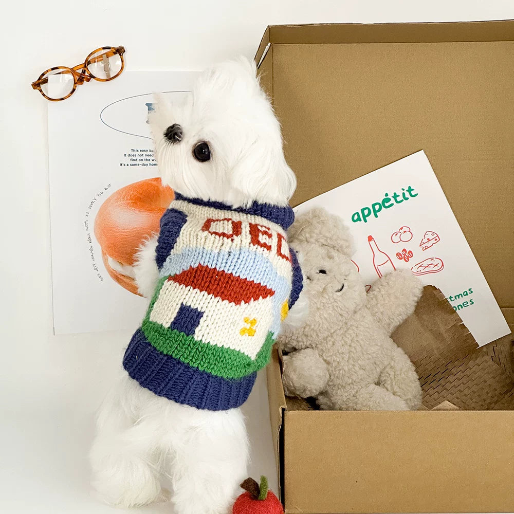 Yogusxz | Sleeveless Knitted Dog Sweater for Small Breeds, Winter Pet Clothing