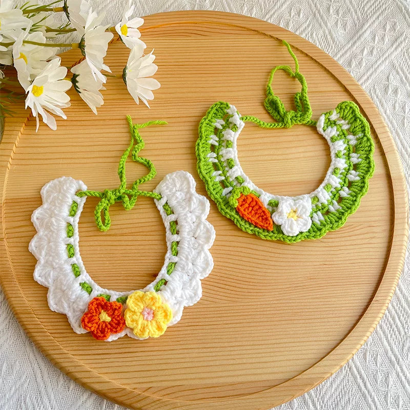 Yogusxz | Knitted Pet Scarf and Braided Collar with Decorative Flower for Cats and Dogs