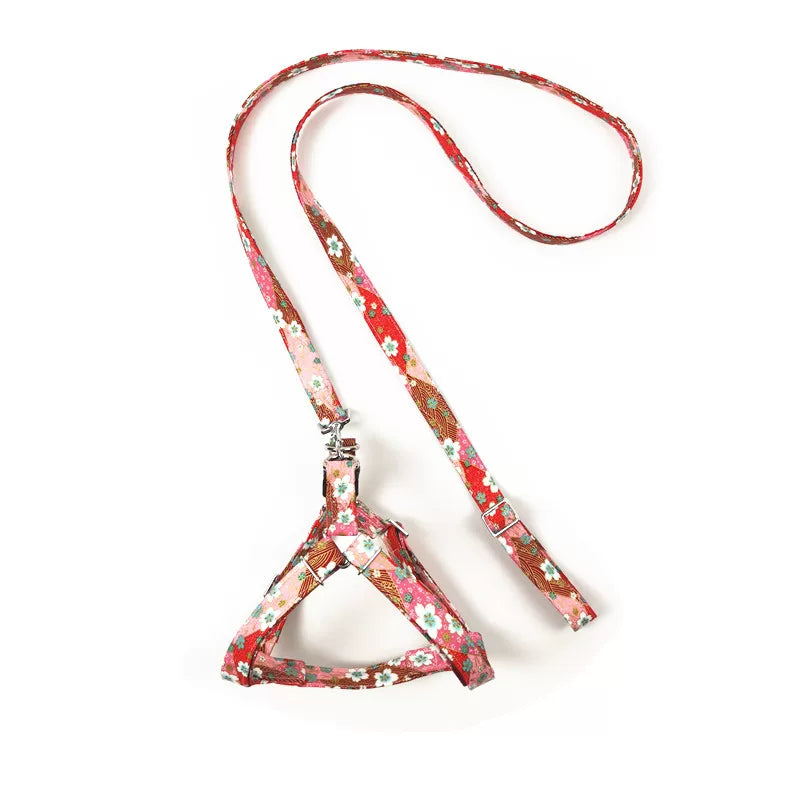 Yogusxz | Floral Pattern Soft Harness Vest for Small Dogs with Adjustable Leash