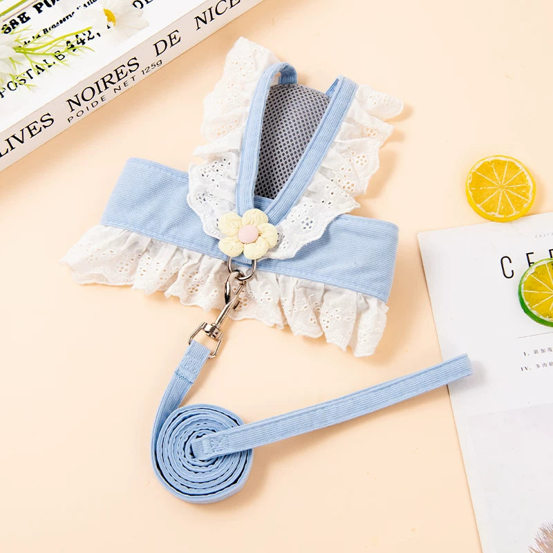 Yogusxz | Lightweight Dog Harness and Leash Set with Floral Skirt Design for Small Pets