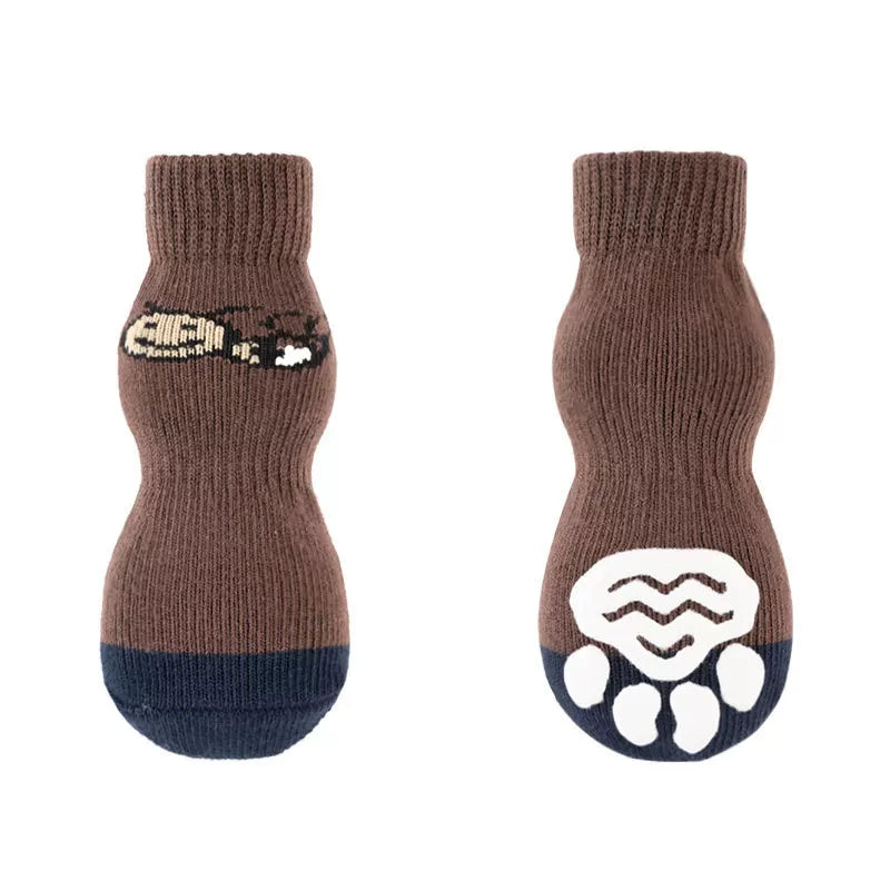 Yogusxz | 4-Pack Cotton Pet Socks for Indoor Use, Non-Slip Dog Paw Covers